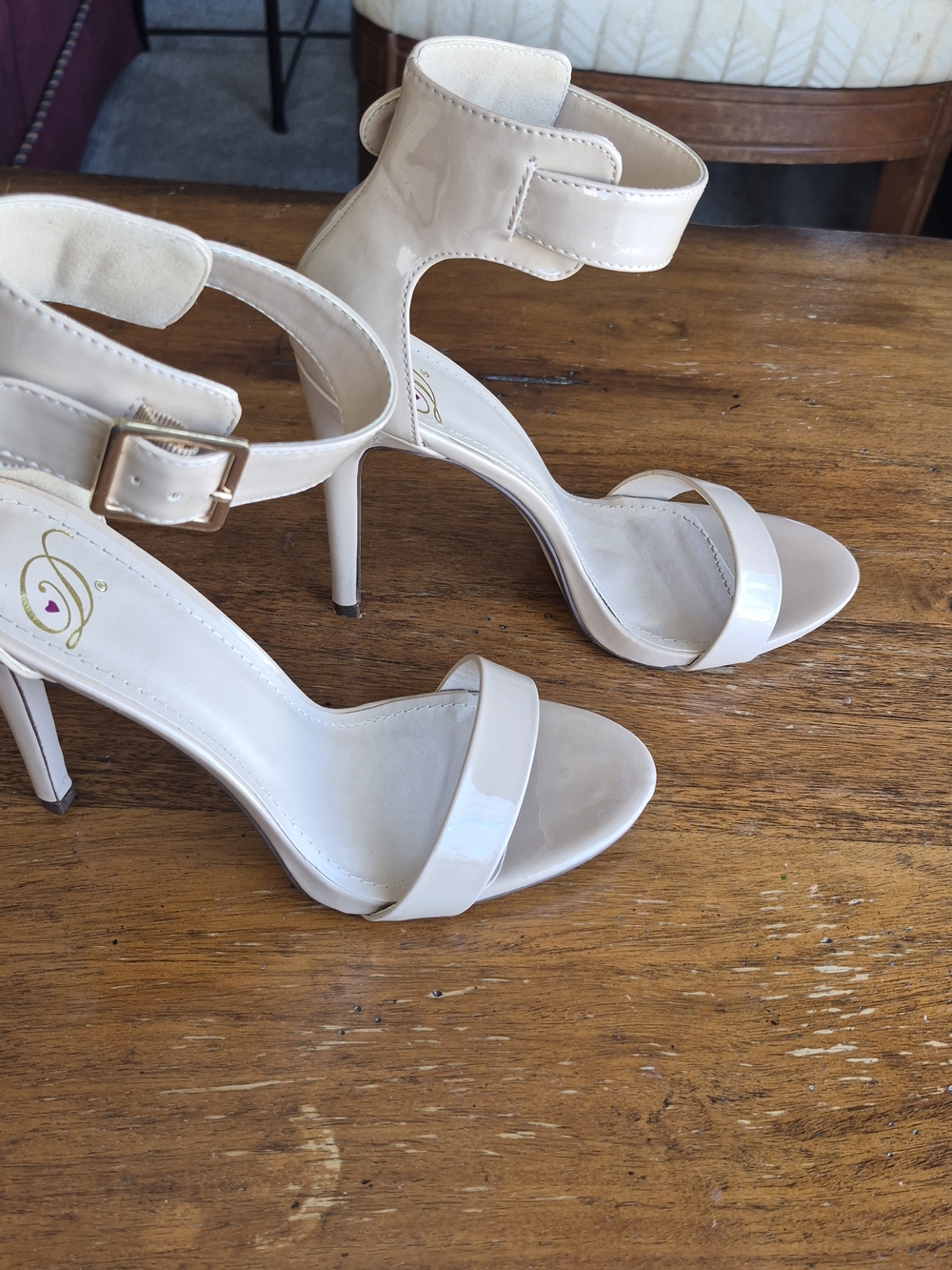Women's Nude Patent Ankle-Strap Heels - Picture 3 of 7